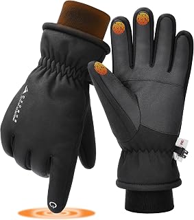 GXCROR Waterproof Ski Gloves for Men Women - Winter Warm Touchscreen Gloves for Cold Weather, Windproof for Snowboarding, Cycling & Outdoor Work
