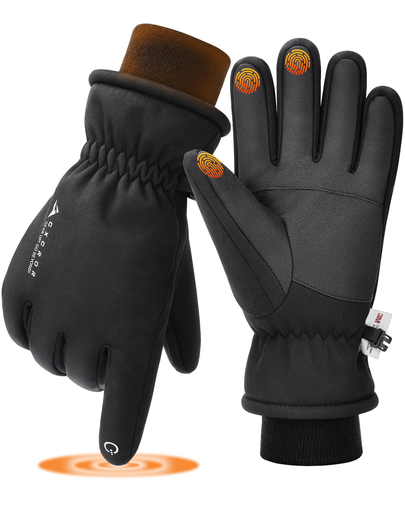 GXCROR Waterproof Ski Gloves for Men Women - Winter Warm Touchscreen Gloves for 
