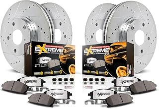 PowerStop Z36 Truck &amp; Tow Brake Pad &amp; Rotor Kit Front &amp; Rear K2813-36 | Toyota Tundra, Toyota Sequoia, Land Cruiser Carbon Fiber Ceramic Brake Pads + Drilled &amp; Slotted Rotors