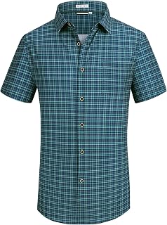 WARHORSEE Mens Short Sleeve Button Down Shirts Wrinkle Free Dress Shirts