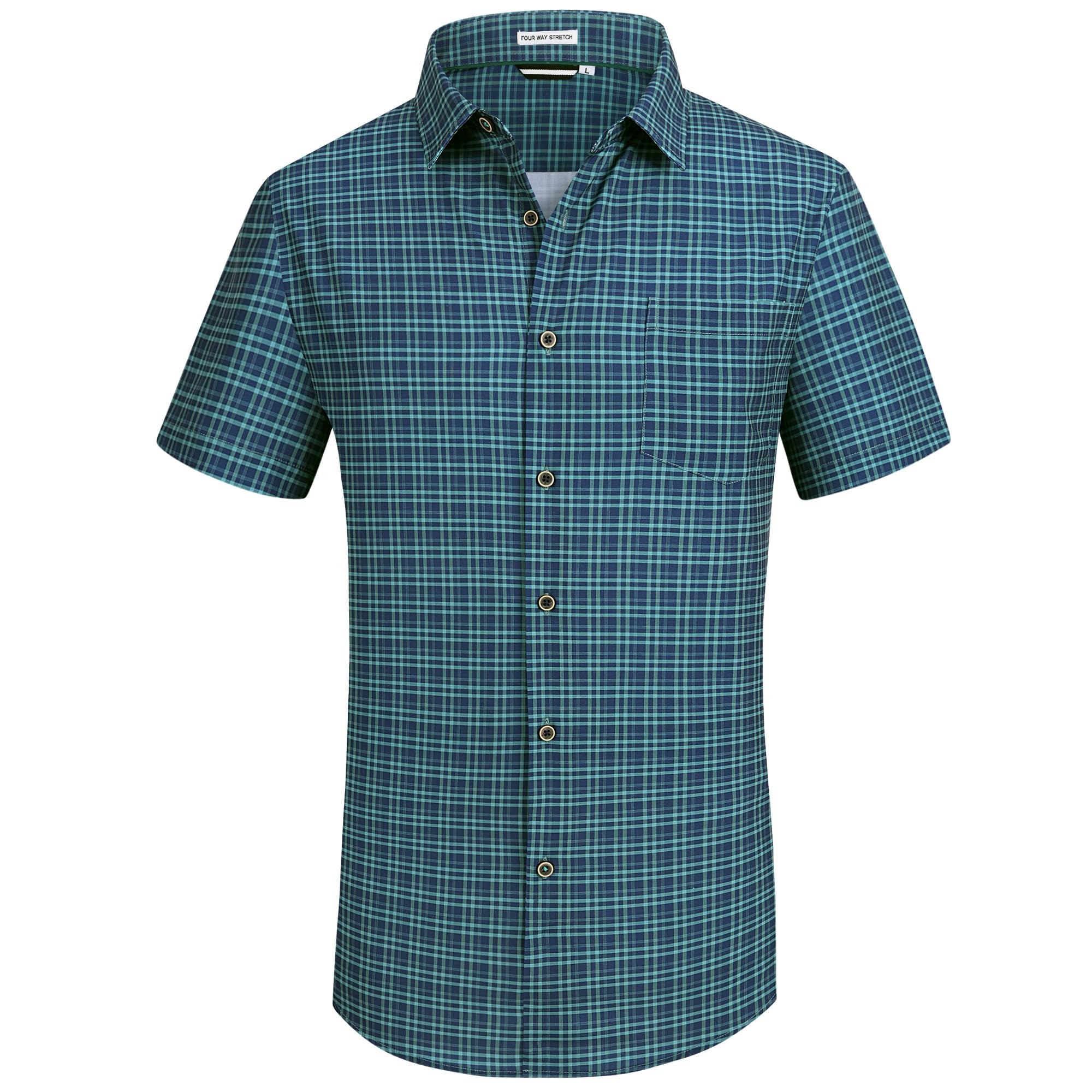 WARHORSEE Mens Short Sleeve Button Down Shirts Wrinkle Free Dress Shirts