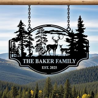 Personalized Deer Metal Sign, Custom Deer Cabin Metal Wall Art Outdoor