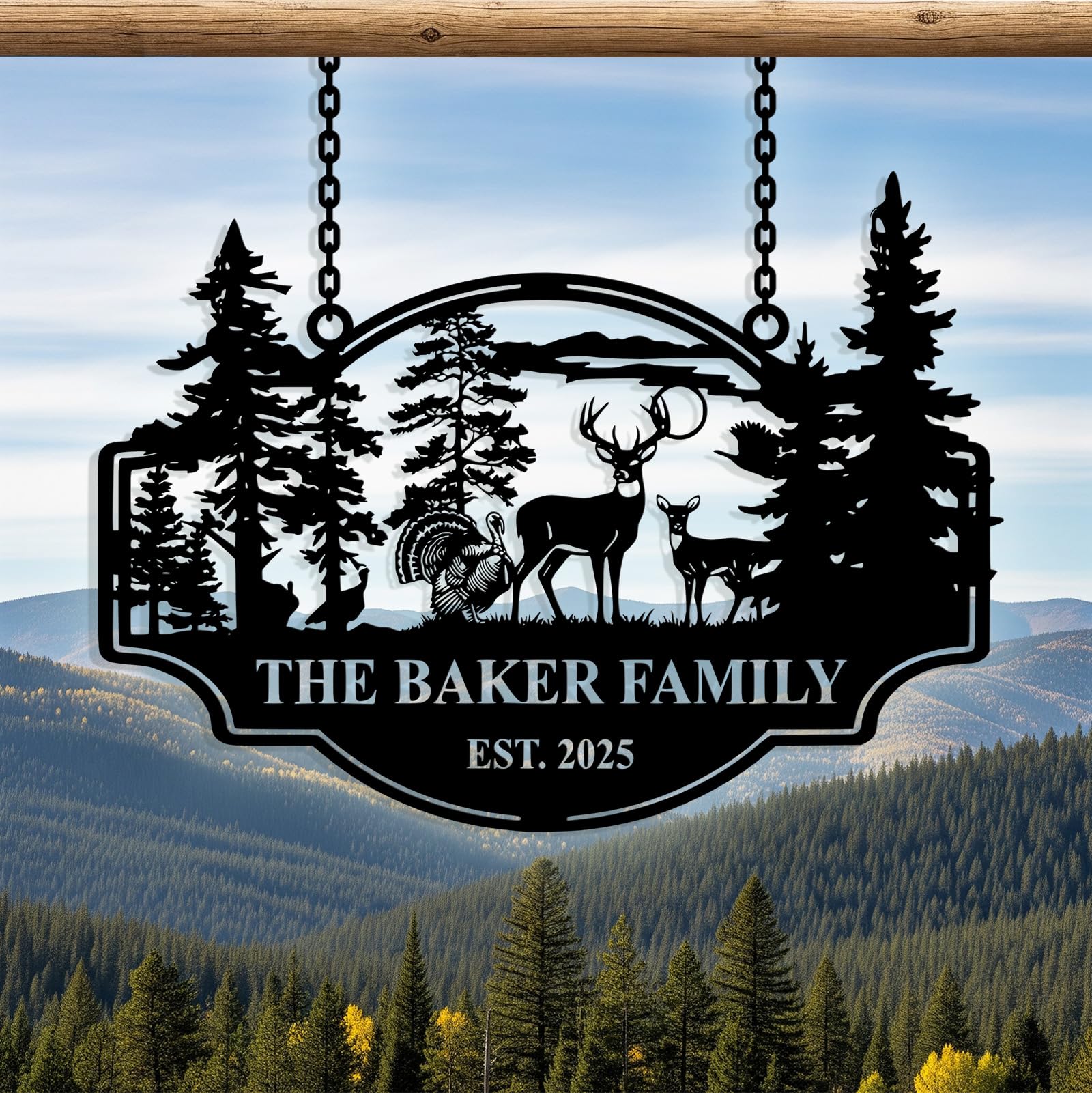 Personalized Deer Metal Sign, Custom Deer Cabin Metal Wall Art Outdoor