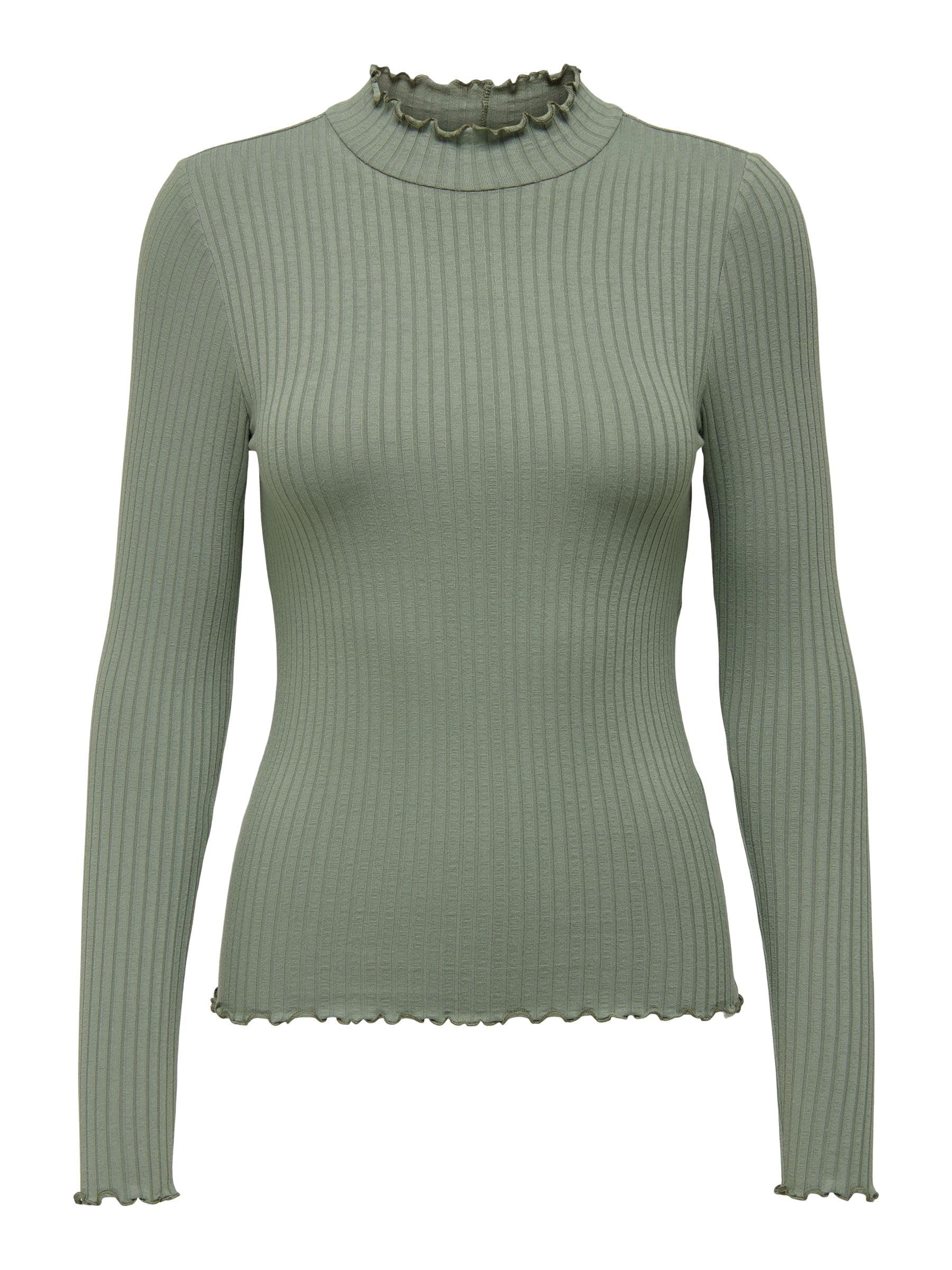 JdY JDYFRANSISKA Women's Thin Long Sleeve Shirt Basic Crew Neck Stand-Up Collar 