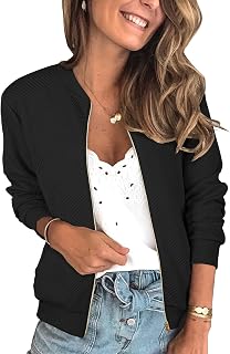 ECOWISH Women's Casual Floral Zip Up Bomber Jacket Lightweight Coat Short No Lining Quilted Outwear Tops Pocket Thin Outfit
