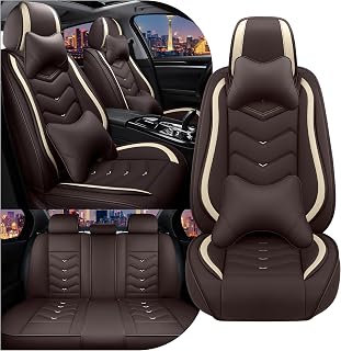 Car Seat Covers for VW Atlas 2018-2026, Stylish Sport Seat Cover, Premium Nappa Leather Car Seat Cover. Automobile Seat Covers Sets.(Luxury 5 Seats/Coffee Color)