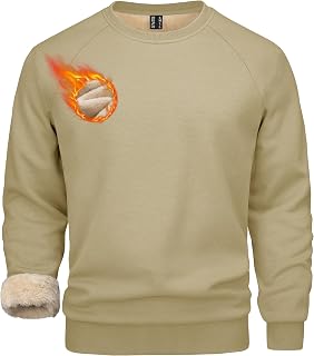 MAGCOMSEN Felpe da uomo foderate in sherpa, pullover in pile pesante, calda felpa invernale girocollo
