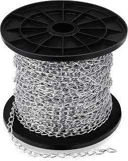 Yaocom 50 Ft, 1.3mm Silver Jack Chain for Hanging Metal Link Chain Roll | Galvanized Steel Hanging Chain with Spool, for Plant, Stainless Glass, Light Fixture, Bird Feeder, Lights, Artwork, Flowerpot