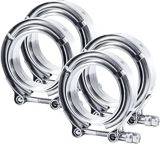 EVIL ENERGY 3.0 Inch V Band Clamp with Flange 304 Stainless Steel, 4PCS | Male Female Flanges for Exhaust System, Turbocharger, Downpipe, Muffler, Stable Connection, Easy Installation and Remove