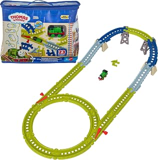 ​Thomas & Friends Easy Connect Track Kit & Percy Engine | Includes 22 Track Building Pieces by Fisher-Price in Reusable Bag for Storage, For Preschoolers