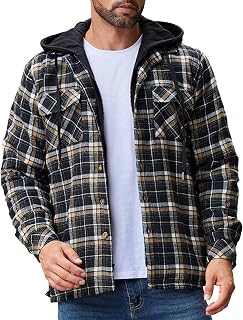COOFANDY Shirt Jacket Men's Thermal Plaid Jacket Lumberjack Jacket with Hood Leisure Jacket for Autumn and Winter