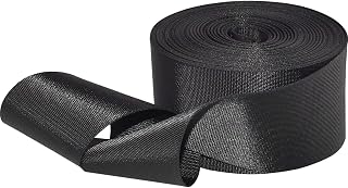 Flat Nylon Webbing 1 Roll 10 Yards 2 Inch Wide Strap for DIY Making Luggage Strap, Dog Leashes, Lawn Chairs, Hammocks, Towing, Outdoor Activities, Canoe Seat, Furniture, Slings (Black)