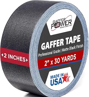 Gaffer Power Black Gaffer Tape 2 Inch x 30 Yards, Pro Grade, Made in USA