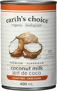 Earth's Choice - Organic Coconut Milk (17% Fat), Guar Gum Free, Gluten Free, Dairy Free, Lactose Free, Kosher, 12 Count of 400ml