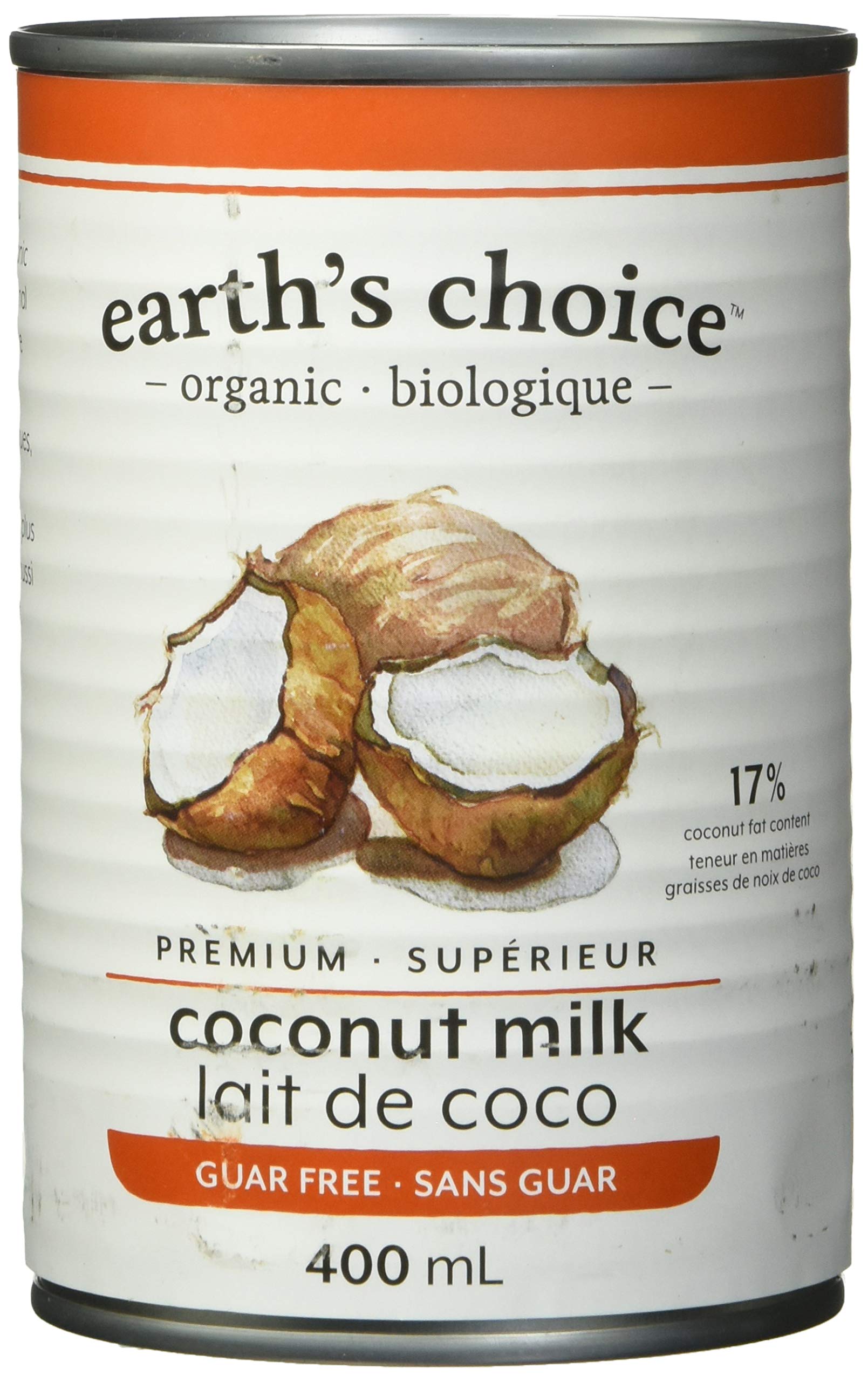 Earth's Choice - Organic Coconut Milk (17% Fat), Guar Gum Free, Gluten Free, Dai