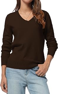 QUALFORT Womens Soft Long Sleeve Sweaters Pullover Lightweight Knitted
