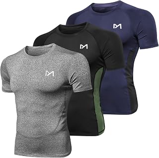 MEETYOO Men’s Compression Base Layer, Men Top Long Sleeve T-Shirt Sports Gear Fitness Tights for Running Gym Workout
