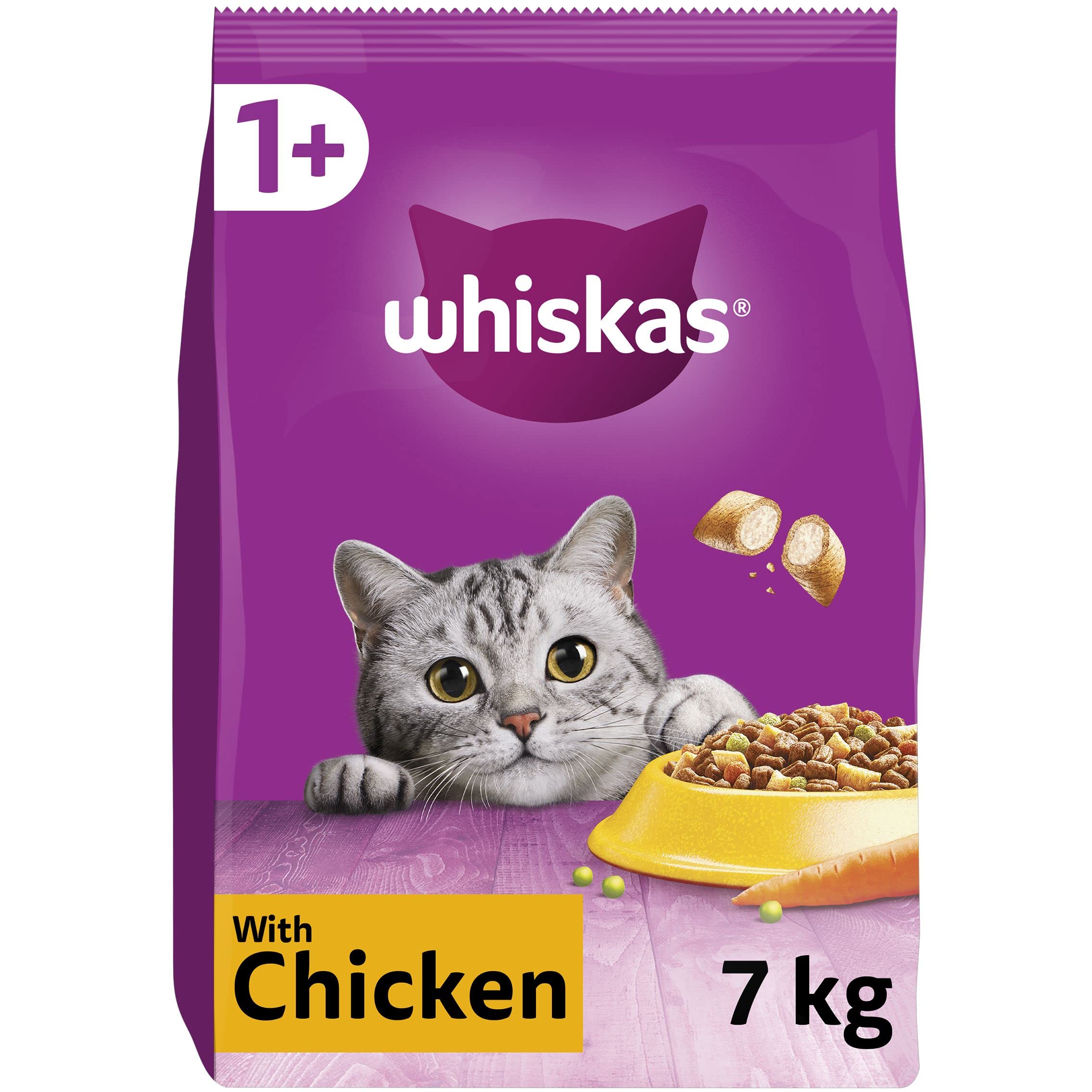 WHISKAS Adult Dry Cat Food 7kg with Chicken