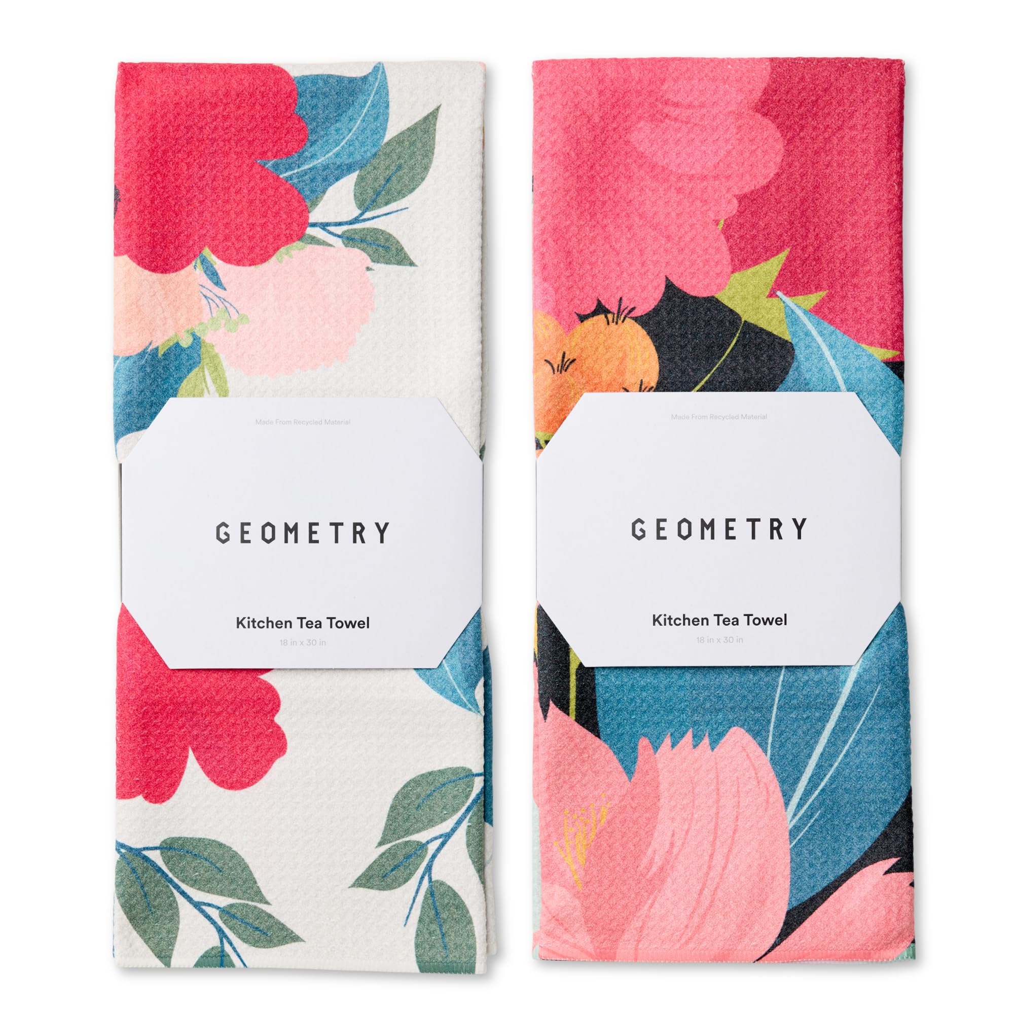 GEOMETRY Kitchen Tea Towels - Quick Dry Microfiber Dish Towels for Kitchen Roses