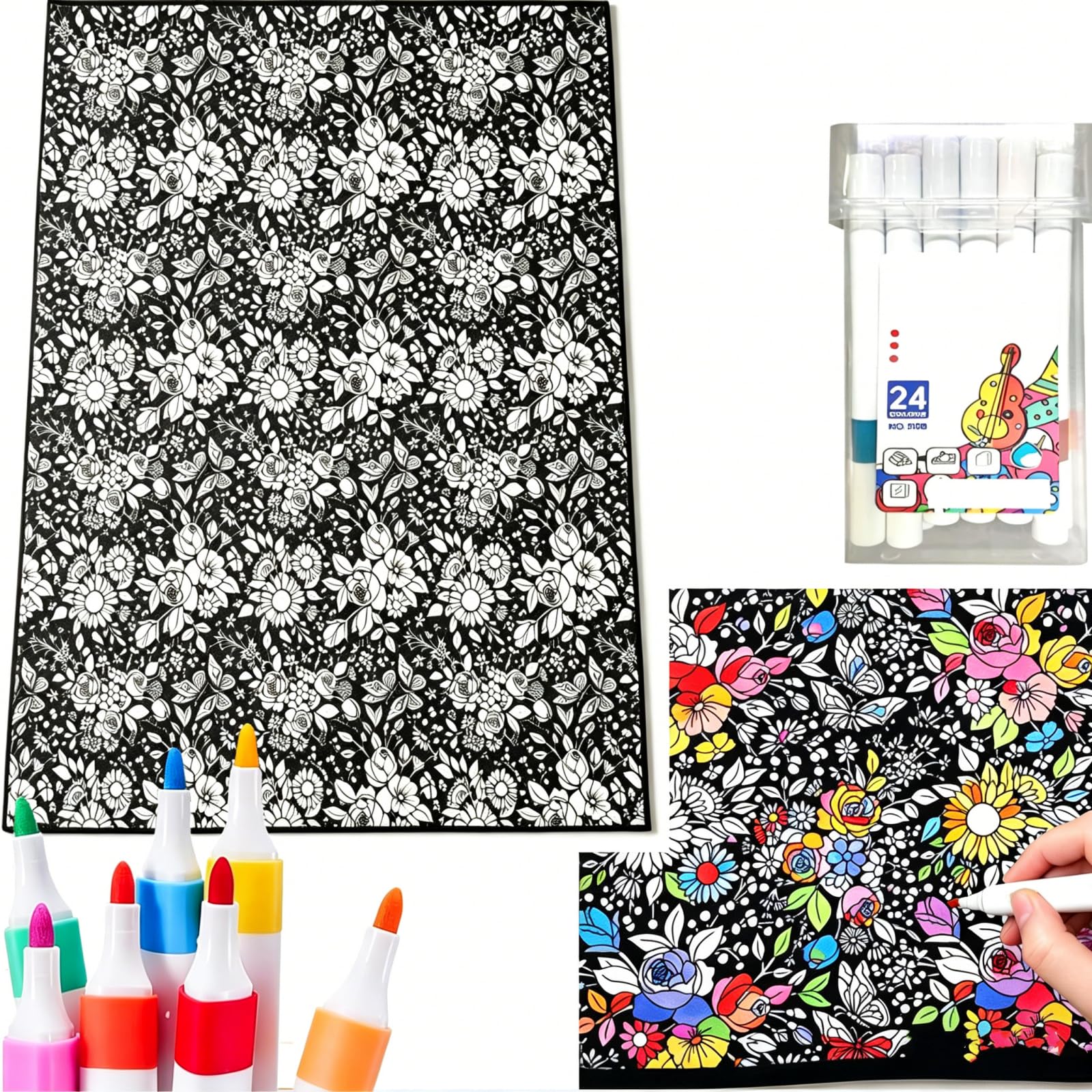 DIY Colouring Blanket Set 59×49in Velvet Blanket with Complimentary 24 Markers -