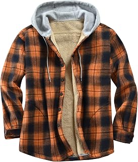 Men's Cotton Plaid Shirt Jacket Fleece Flannel Sherpa Button Down