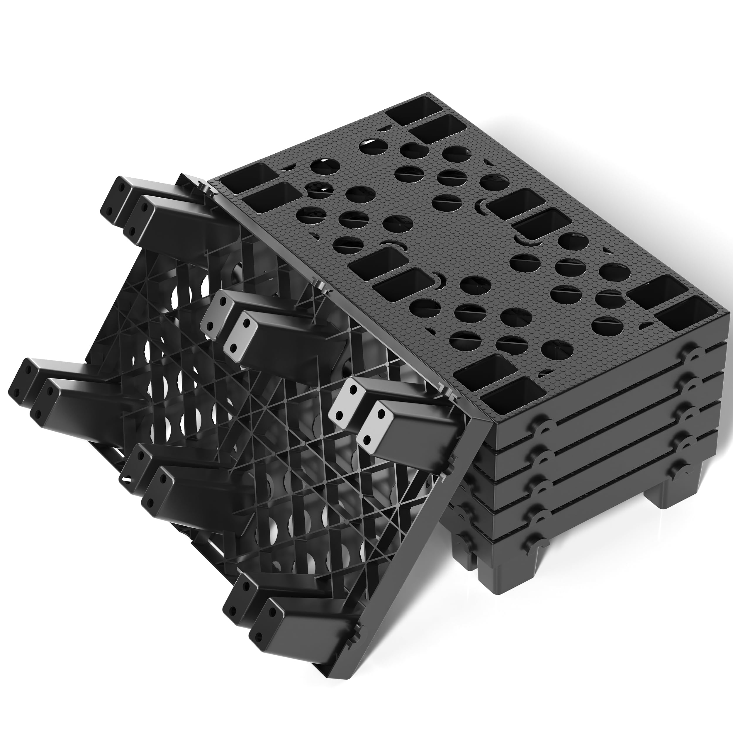 KJE 6 Pack Plastic Pallets, Lightweight Nestable Moisture-Proof Floor Pallets, V