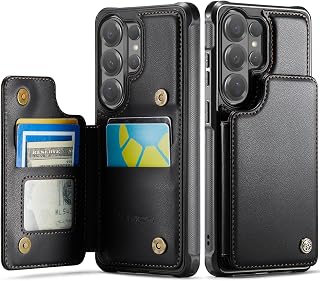 Vinich for Samsung Galaxy S26 Ultra Wallet Case with Card Holder, Black | RFID Blocking Credit Slots, Kickstand, Shockproof Flip Phone Cover, PU Leather, Double Magnetic Clasp