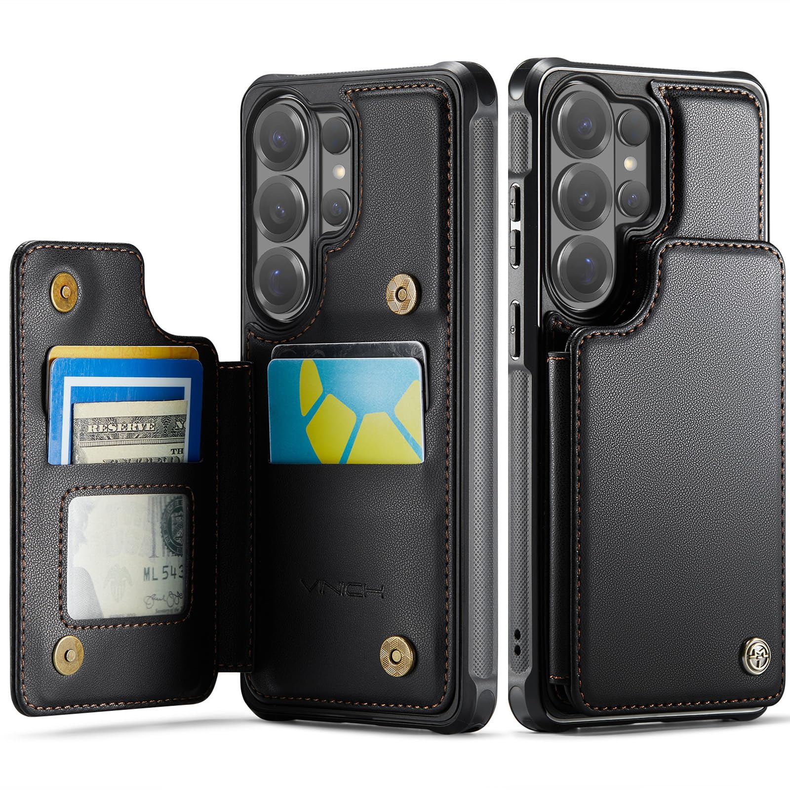Vinich for Samsung Galaxy S26 Ultra Wallet Case with Card Holder, Black | RFID B