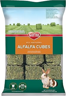 Kaytee Alfalfa Cubes for Rabbits and Guinea Pigs, 15 Oz | Fiber-rich rabbit treats. Sun-cured alfalfa cubes for guinea pig treats. High protein, no artificial colors or preservatives