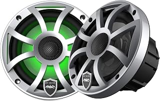 wet sounds REVO 6-XSS Silver Open XS Grille 6.5 Inch Marine LED Coaxial Speakers (Pair)(Renewed)