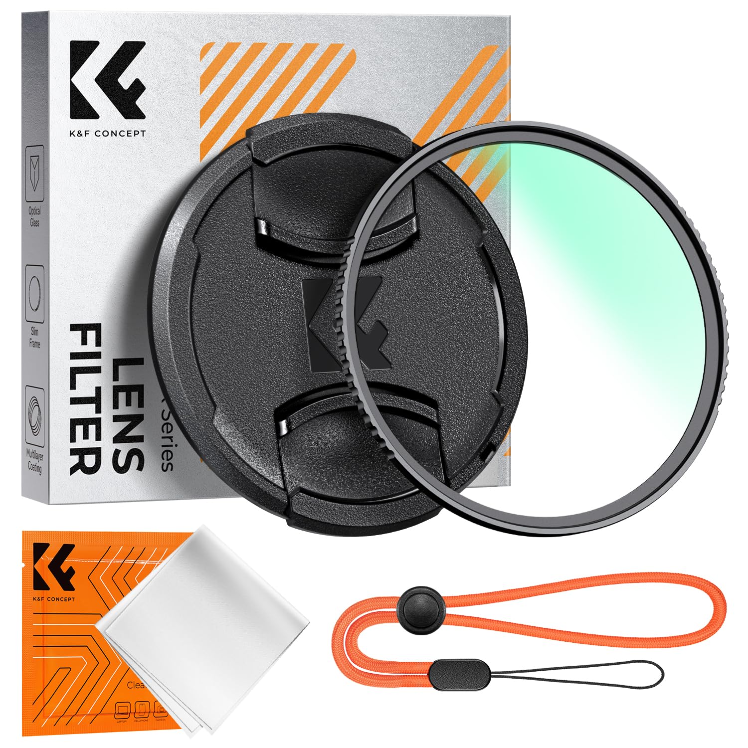 K&F CONCEPT 49mm MCUV Lens Protection Filter with Lens Cap Cleaning Cloth