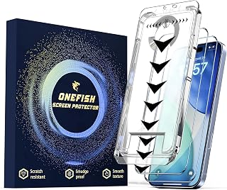 OneFish Screen Protector for iPhone 17 Pro, HD Clarity Tempered Glass Film 9H+ Hardness, with Hassle-Free Installation Frame, Dust-Free Bubble-Free Anti-Fingerprint, 2Pack