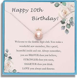 Sereney Sterling Silver Birthday Gifts Pearl Necklace for Girls Women | 7 9 10 11 13 15 16 18 21 30 40 50 60 Year Old Birthday Gifts, Single Pearl Necklace as Bday Gifts for Friends