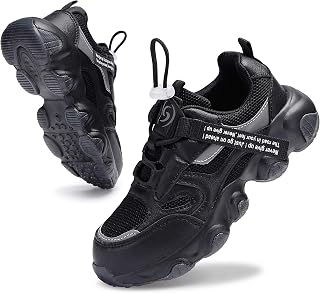 Santiro Tenis de correr para niños y niñas, ligeros, a la moda, para niños, 057-all Black, 20.0 cm
