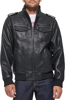 Levi's Faux Leather Sherpa Lined Aviator Bomber Jacket Faux Leather Men's Jacket