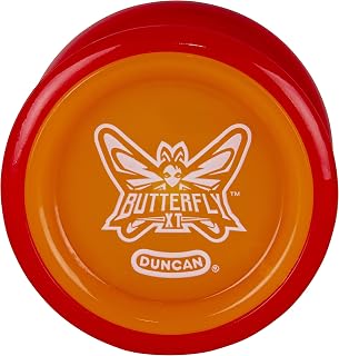 Duncan Toys Butterfly XT Ball-Bearing Trick Yo-Yo, Red with Orange Cap | Ball-Bearing Axle for 10x Longer Spin, Take-Apart Design, Starburst Response, Durable Plastic Body