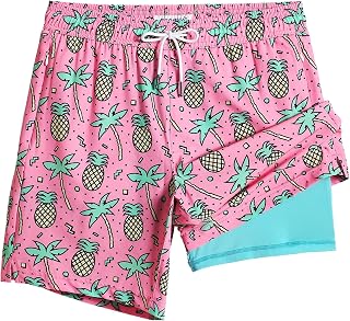 maamgic 2 in 1 Compression Lined Swimsuit with Zipper Men Swim Shorts Beach