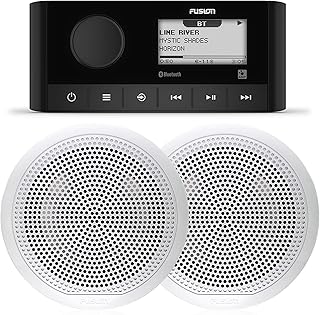 Fusion Entertainment Fusion MS-RA60 Marine Receiver with Fusion 1 Pair EL-F651W 6.5 Marine Speakers with White Classic Grills