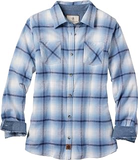 Legendary Whitetails Womens Cottage Escape Flannel Long Sleeve Plaid and Solid Color Clothes for Women, Fitted Button Down