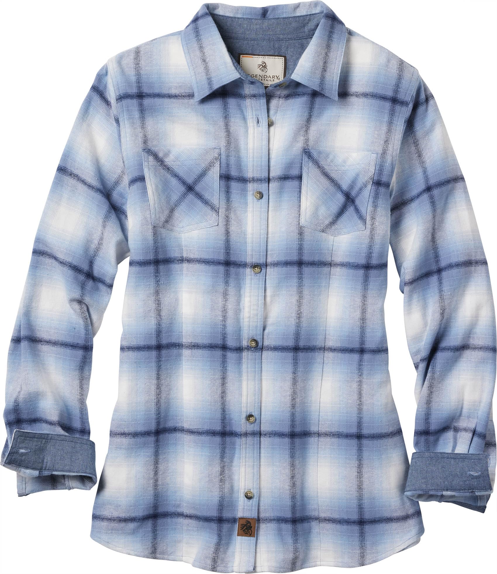 Legendary Whitetails Womens Cottage Escape Flannel Long Sleeve Plaid and Solid C