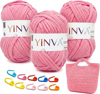 300g T Shirt Yarn, Multi-Color Crochet T Shirt Yarn, Perfect for Relaxing, Rewarding Thick Yarn for Beginners, Soft, Stretchy, Knitting Yarn with Markers