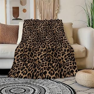Flannel Blanket Leopard Print Soft Cozy Warm Lightweight Blanket for Couch Bed Travel Office Camping Home Decor Animal Print 100000cm