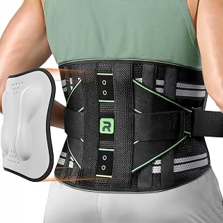 Rakiie Back Brace for Lower Back Pain Relief, 8X Powerful Lumbar Support with 3D Support Pad, Back Support Belt for Men Women, Breathable Back Support Brace with Adjustable Strap for Herniated Disc, Sciatica, Green Size M (Waist: 33.5"-39.4")