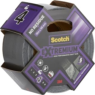 Scotch Extremium Duct Tape, No Residue, High performance, 18 m x 48 mm - Extra strong adhesive, Ideal for Demanding Repairs, Water and UV Resistant, Hand Tearable, Silver Gaffer Tape