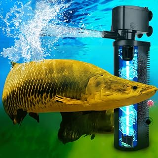 Large Fish Tank Filter, Internal Aquarium Filter for 100-300 Gallon,600GPH Powerful Submersible Pump for Saltwater Freshwater Pond, Koi, Clod Plunge Tub, Turtle Tank Green Algae Cleaning