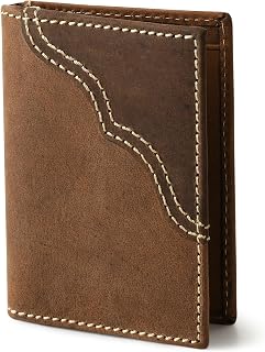 Wrangler Men's Bifold Wallet with Money Clip & ID Window, Genuine Leather, Minimalist, Gift for Him
