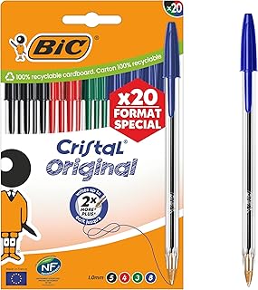 BIC Original Crystal Ballpoint Pens Medium Point (1.0mm) - Assorted Ink Colors, Special Edition Box of 20