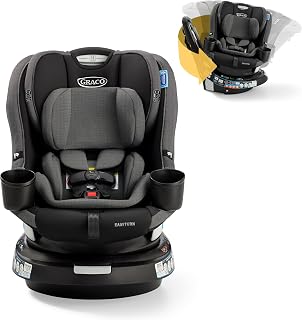 Graco EasyTurn 360 2-in-1 Rotating Convertible Car Seat, Cyran | 360° Rotation in Both Modes of Use: Rear & Forward-Facing; Easy SnugLock Installation; Slim, Space-Saving Design