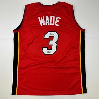 Facsimile Autographed Dwyane Wade Miami Red Reprint Laser Auto Basketball Jersey Size Men's XL
