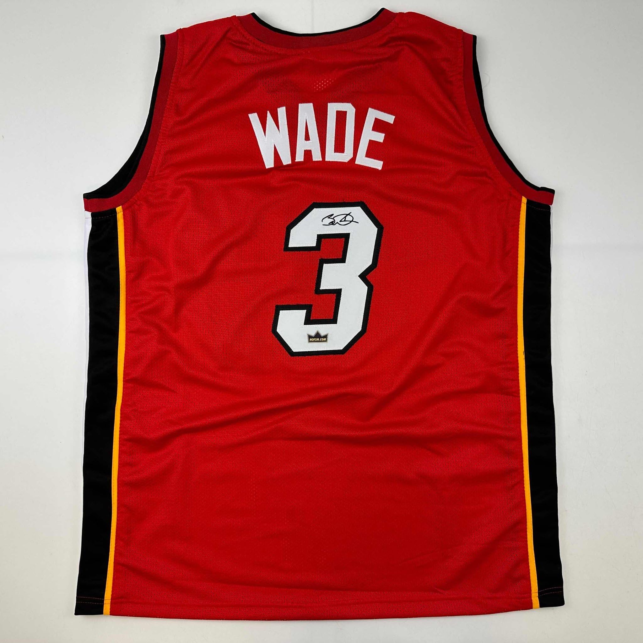 Facsimile Autographed Dwyane Wade Miami Red Reprint Laser Auto Basketball Jersey